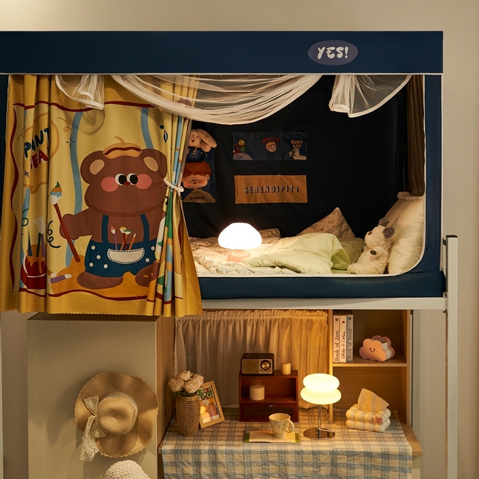 91家纺网 家纺一手货源 找家纺 卓尔居 2025新款学生遮光蚊帐 画画小熊