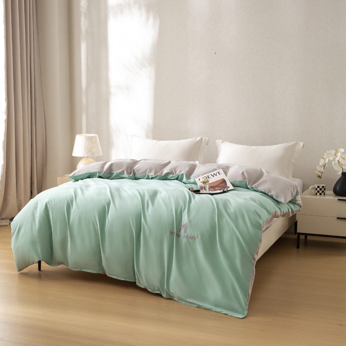 91家纺网 家纺一手货源 找家纺 （总）憨豆家纺 2025新款全棉磨毛加厚长绒棉单被套纯色学生宿舍贡缎100%纯棉被套