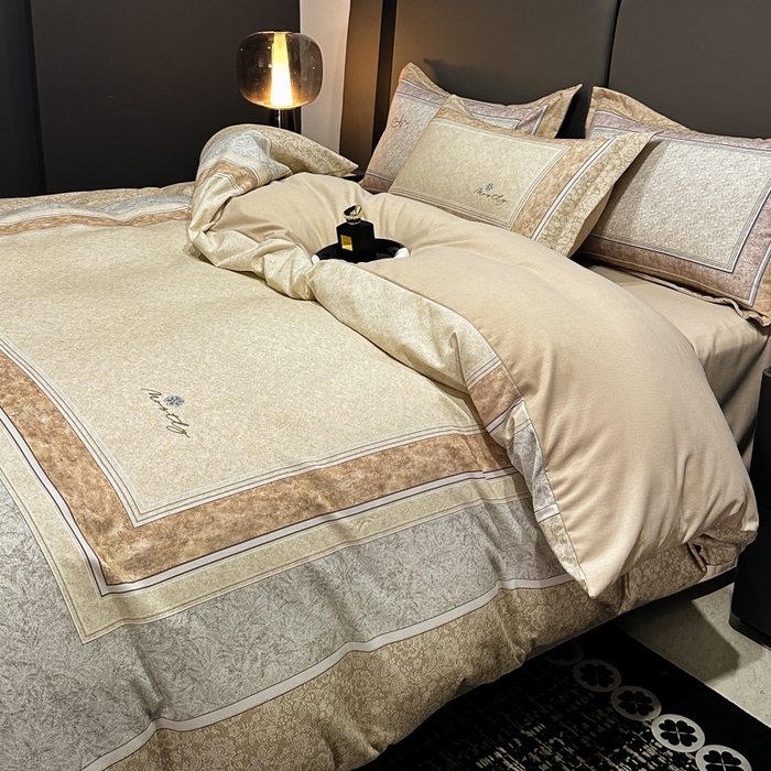 91家纺网 家纺一手货源 找家纺 喜四方 2025新款加厚全棉大版印花四件套 寻觅花香-咖