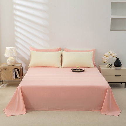 沃尔居 2025新款全棉磨毛床单加厚长绒棉纯色学生宿舍贡缎100%纯棉床单 梦境--单件床单（粉色）