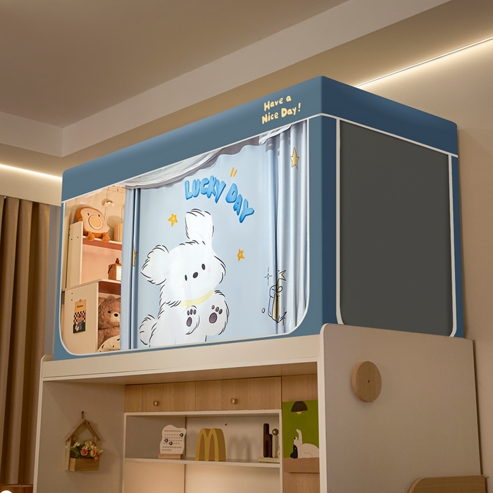 91家纺网 家纺一手货源 找家纺 卓尔居 2025新款学生遮光蚊帐 Blue弹！