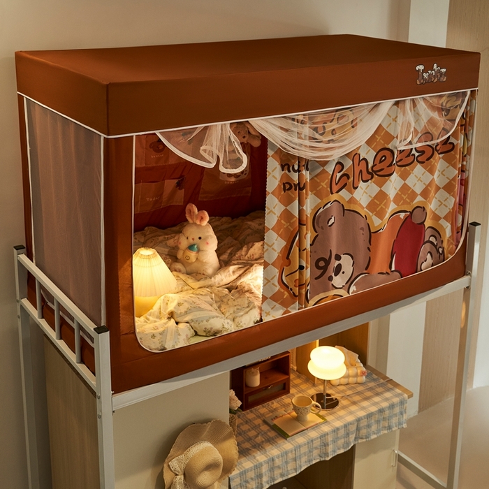 91家纺网 家纺一手货源 找家纺 卓尔居 2025新款学生遮光蚊帐 奶酪熊