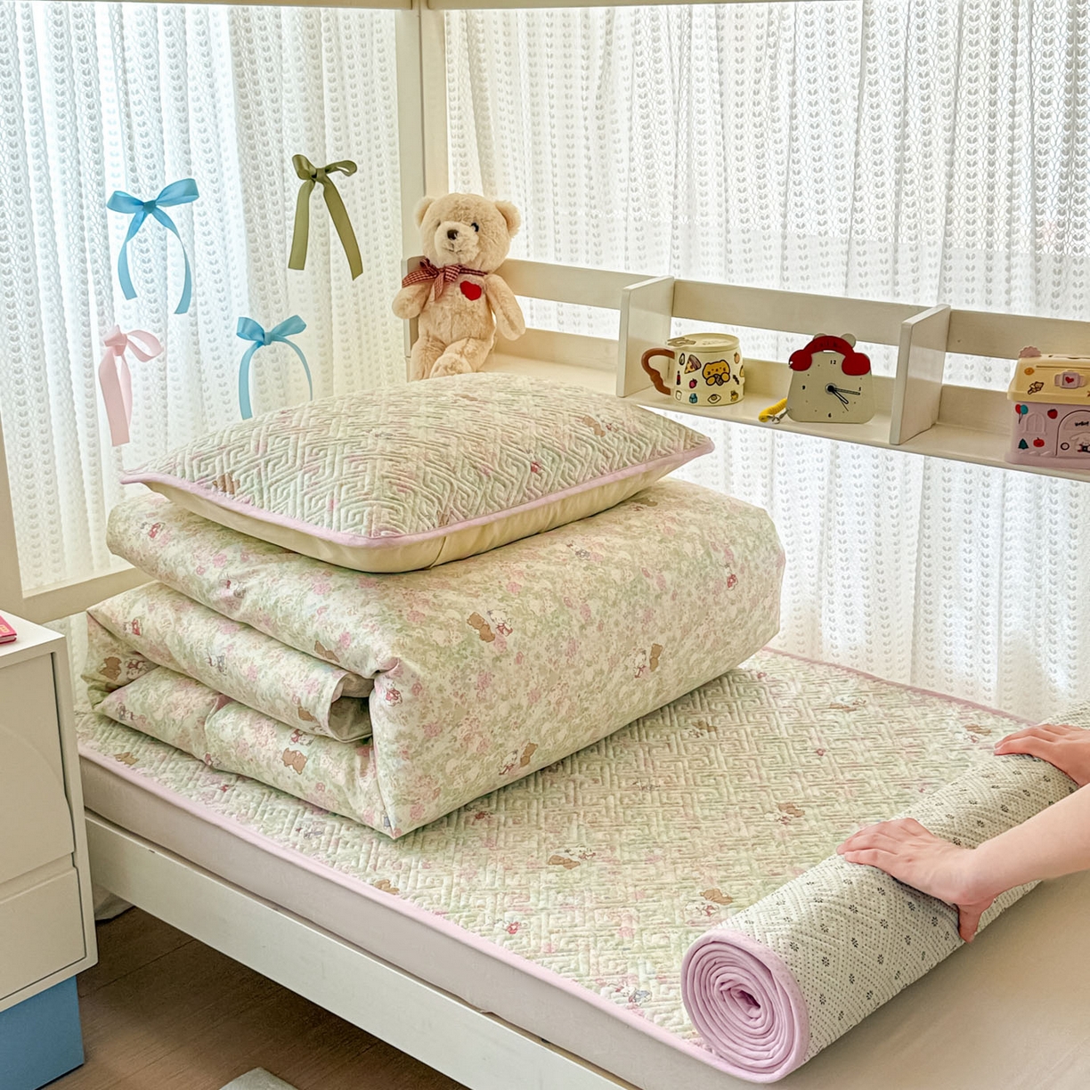 91家纺网 家纺一手货源 找家纺 （总）简宜家居（朝初家纺） 2025新款纯棉夹棉床盖学生三件套