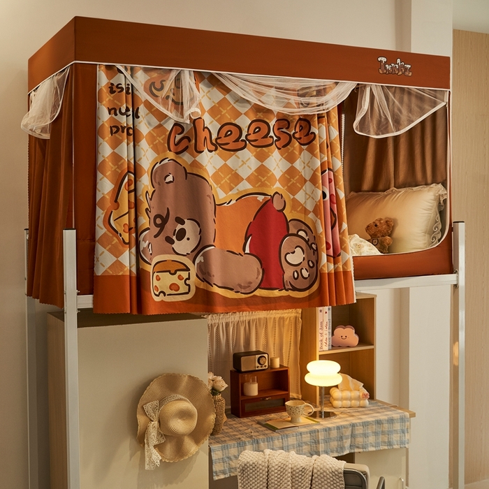 91家纺网 家纺一手货源 找家纺 卓尔居 2025新款学生遮光蚊帐 奶酪熊