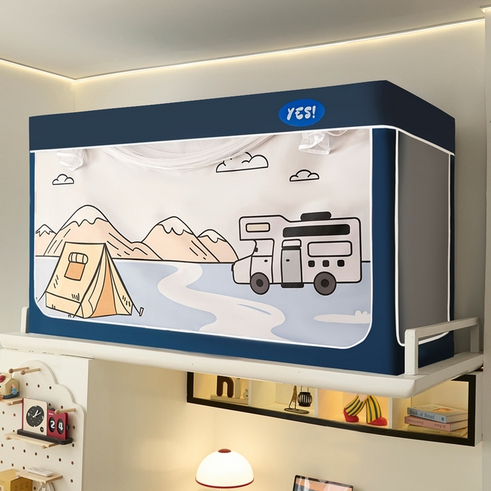 91家纺网 家纺一手货源 找家纺 卓尔居 2025新款学生遮光蚊帐 露营时光