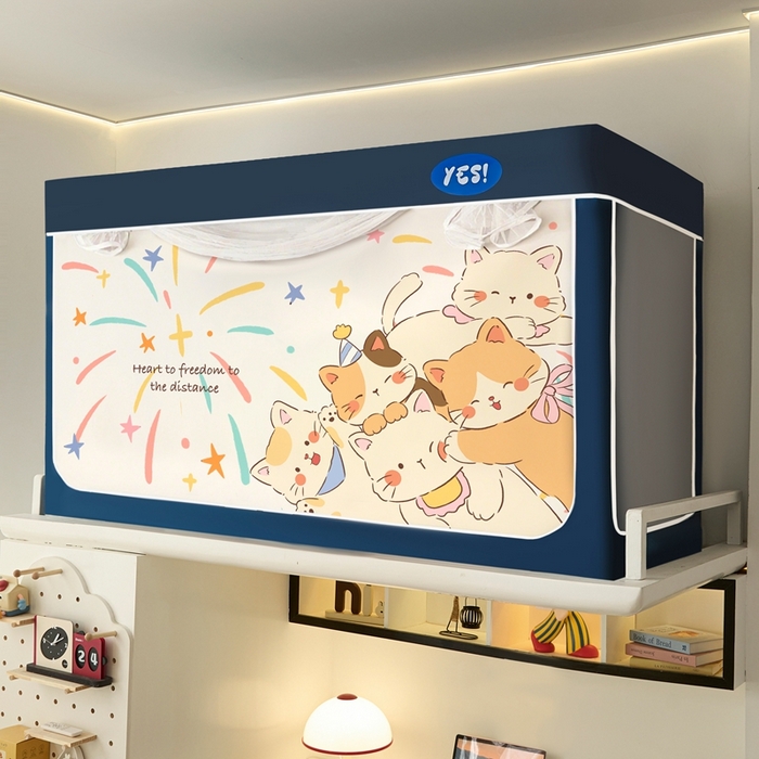 91家纺网 家纺一手货源 找家纺 卓尔居 2025新款学生遮光蚊帐 烟花小猫