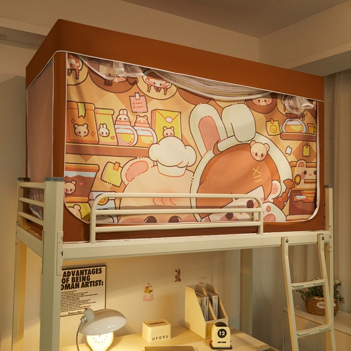 91家纺网 家纺一手货源 找家纺 卓尔居 2025新款学生遮光蚊帐 咖啡厅女孩