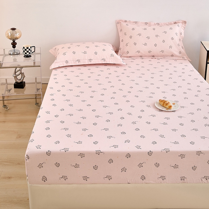 91家纺网 家纺一手货源 找家纺 锦罗绣 2025新款全棉双层纱印花系列单床笠 象象