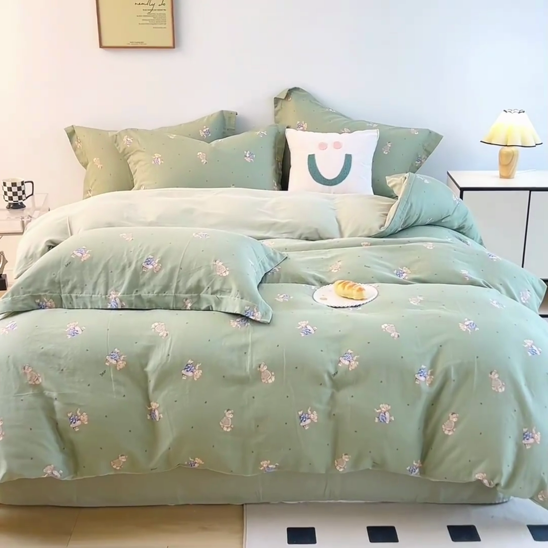 91家纺网 家纺一手货源 找家纺 （总）2025新款全棉双层纱印花四件套（第二批）