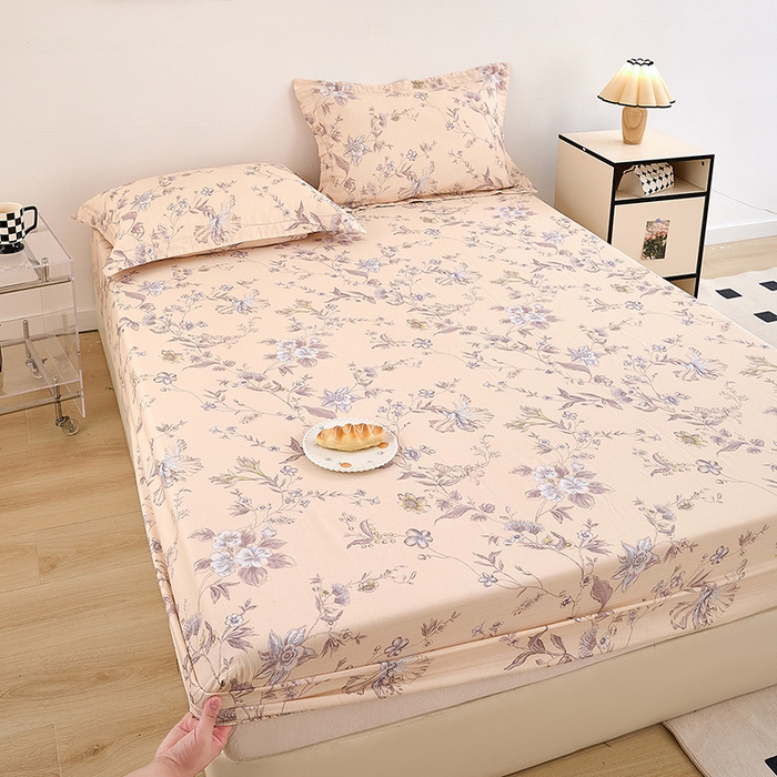 91家纺网 家纺一手货源 找家纺 锦罗绣 2025新款全棉双层纱印花系列单床笠 清新碎花