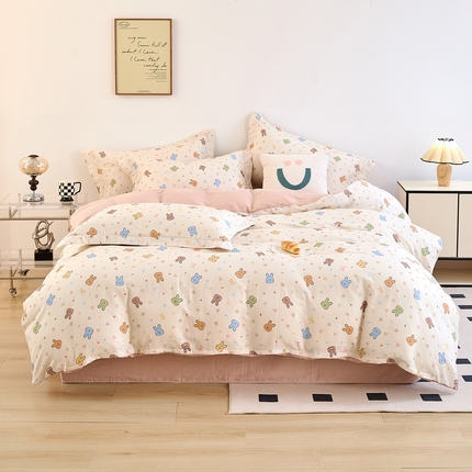 91家纺网 家纺一手货源 找家纺 （总）2025新款全棉双层纱印花四件套（第二批）