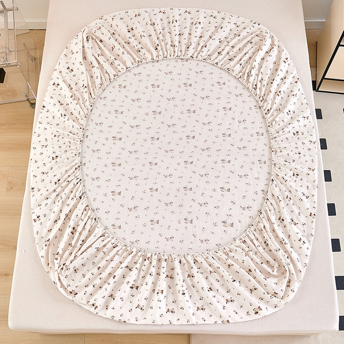 91家纺网 家纺一手货源 找家纺 锦罗绣 2025新款全棉双层纱印花系列单床笠 绅士犬