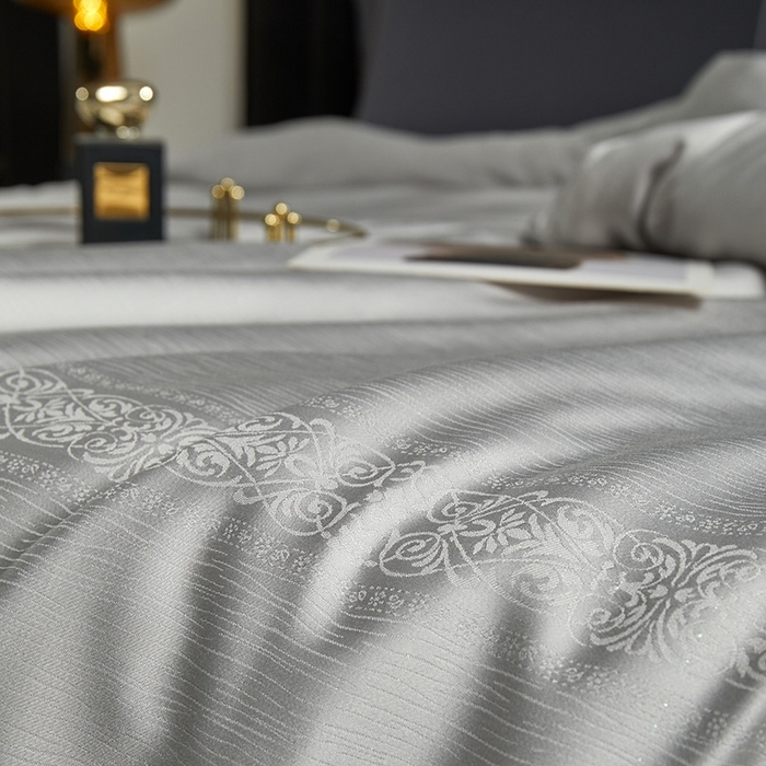 91家纺网 家纺一手货源 找家纺 群鹿蚕丝羽绒馆 2025新款高支全棉蚕丝被镂空款绫系列【柞蚕丝填充可质检】 镂空款绫系列高级灰