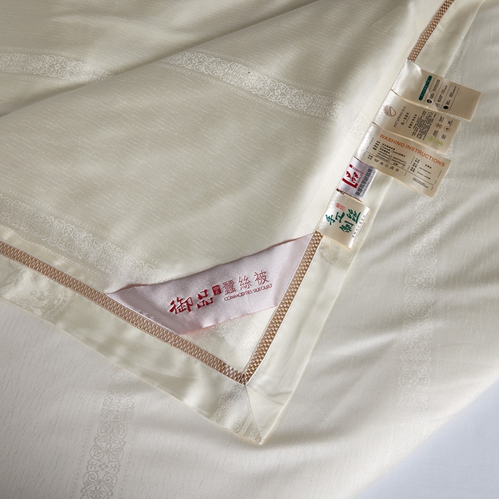 91家纺网 家纺一手货源 找家纺 群鹿蚕丝羽绒馆 2025新款高支全棉蚕丝被镂空款绫系列【柞蚕丝填充可质检】 镂空款绫系列香槟