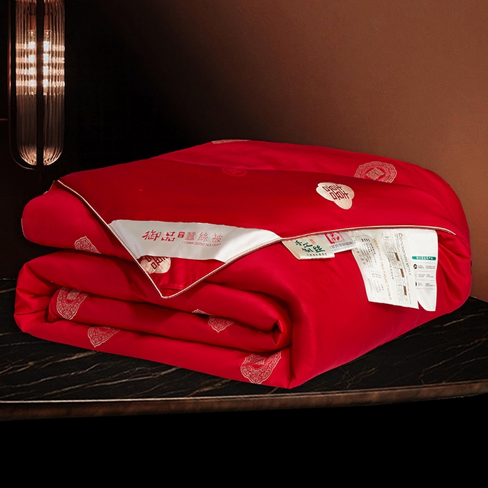 91家纺网 家纺一手货源 找家纺 （总）群鹿蚕丝羽绒馆 2025新款高支全棉蚕丝被喜事连连系列【柞蚕丝填充可质检】
