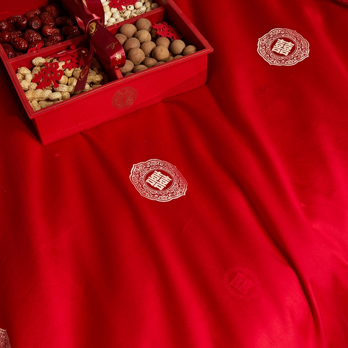 91家纺网 家纺一手货源 找家纺 群鹿蚕丝羽绒馆 2025新款高支全棉蚕丝被喜事连连系列【柞蚕丝填充可质检】 喜事连连 红