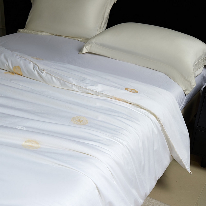 91家纺网 家纺一手货源 找家纺 群鹿蚕丝羽绒馆 2025新款高支全棉蚕丝被喜事连连系列【柞蚕丝填充可质检】 喜事连连 奶金