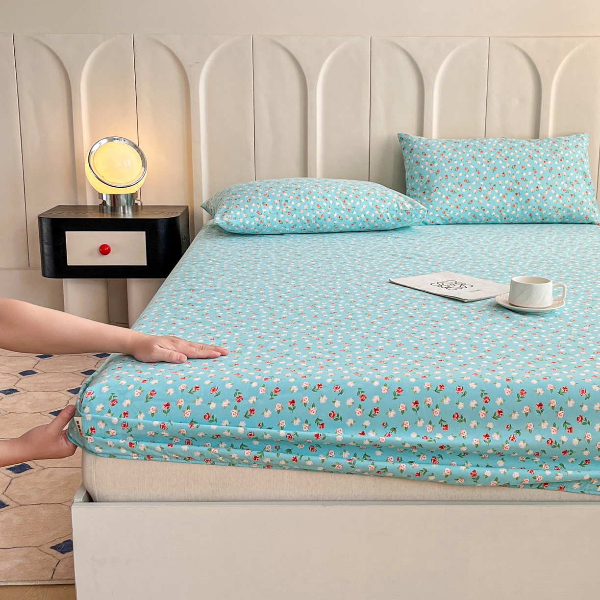 91家纺网 家纺一手货源 找家纺 （总）首爱家纺 2025新款升级细纱原棉老粗布印花单床笠床笠单件单品床笠