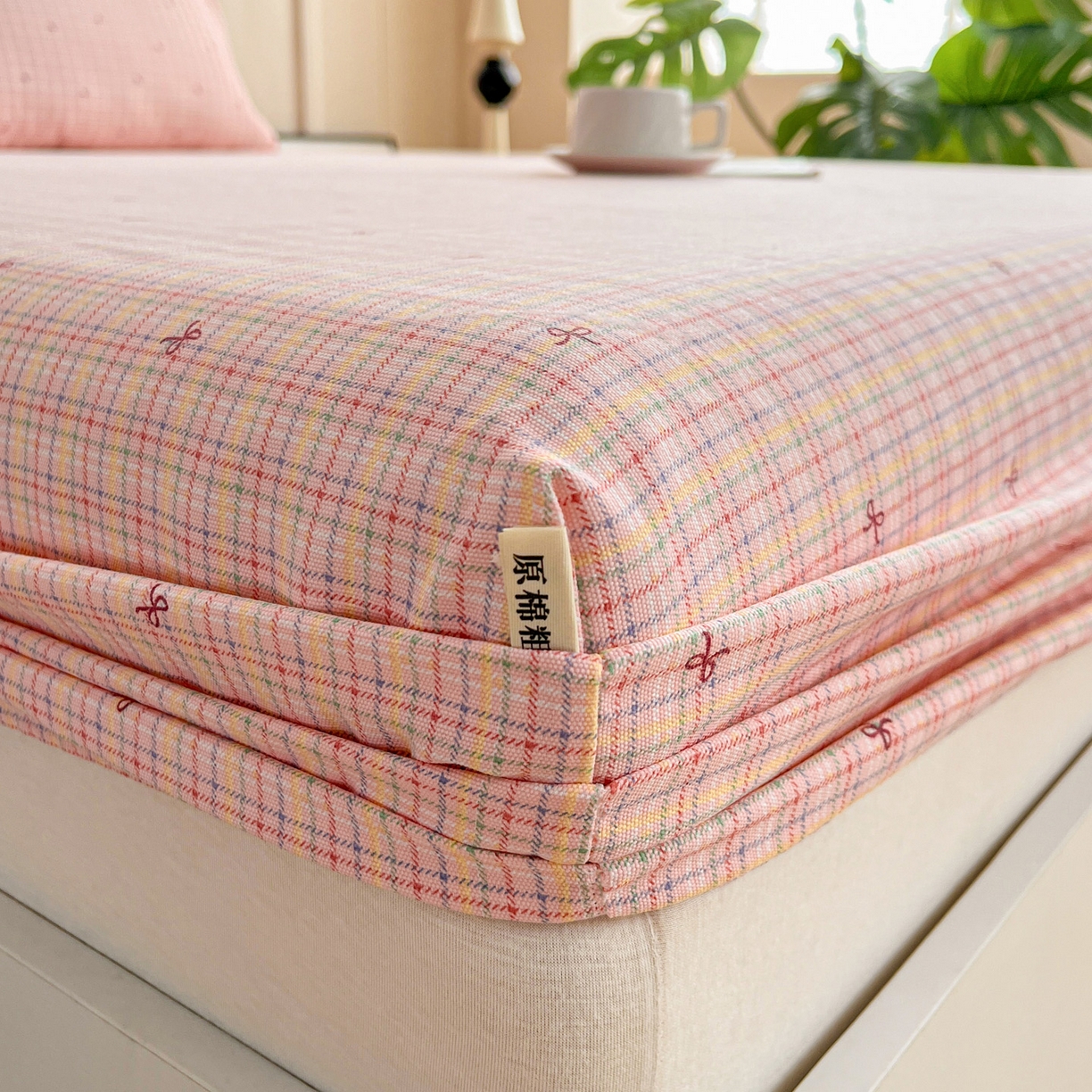 91家纺网 家纺一手货源 找家纺 首爱家纺 2025新款升级细纱原棉老粗布印花单床笠床笠单件单品床笠 彩蝶