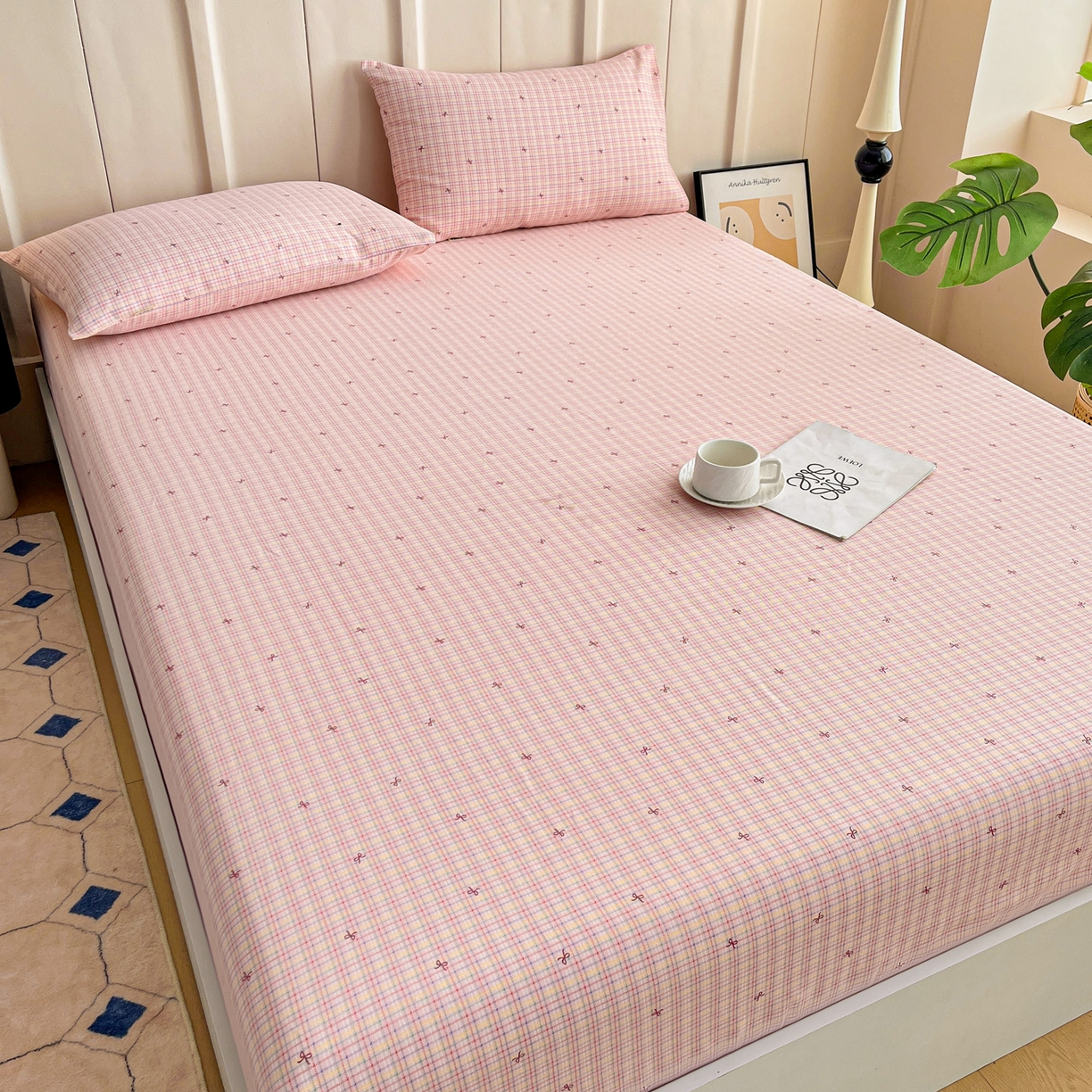 91家纺网 家纺一手货源 找家纺 首爱家纺 2025新款升级细纱原棉老粗布印花单床笠床笠单件单品床笠 彩蝶