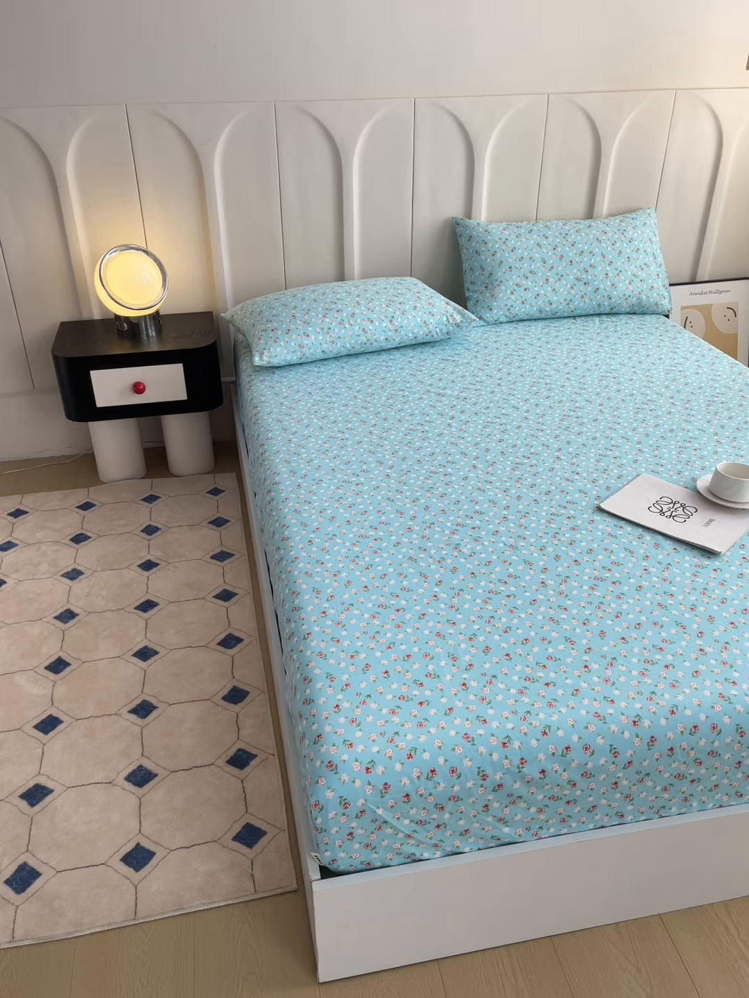 91家纺网 家纺一手货源 找家纺 首爱家纺 2025新款升级细纱原棉老粗布印花单床笠床笠单件单品床笠 春雨