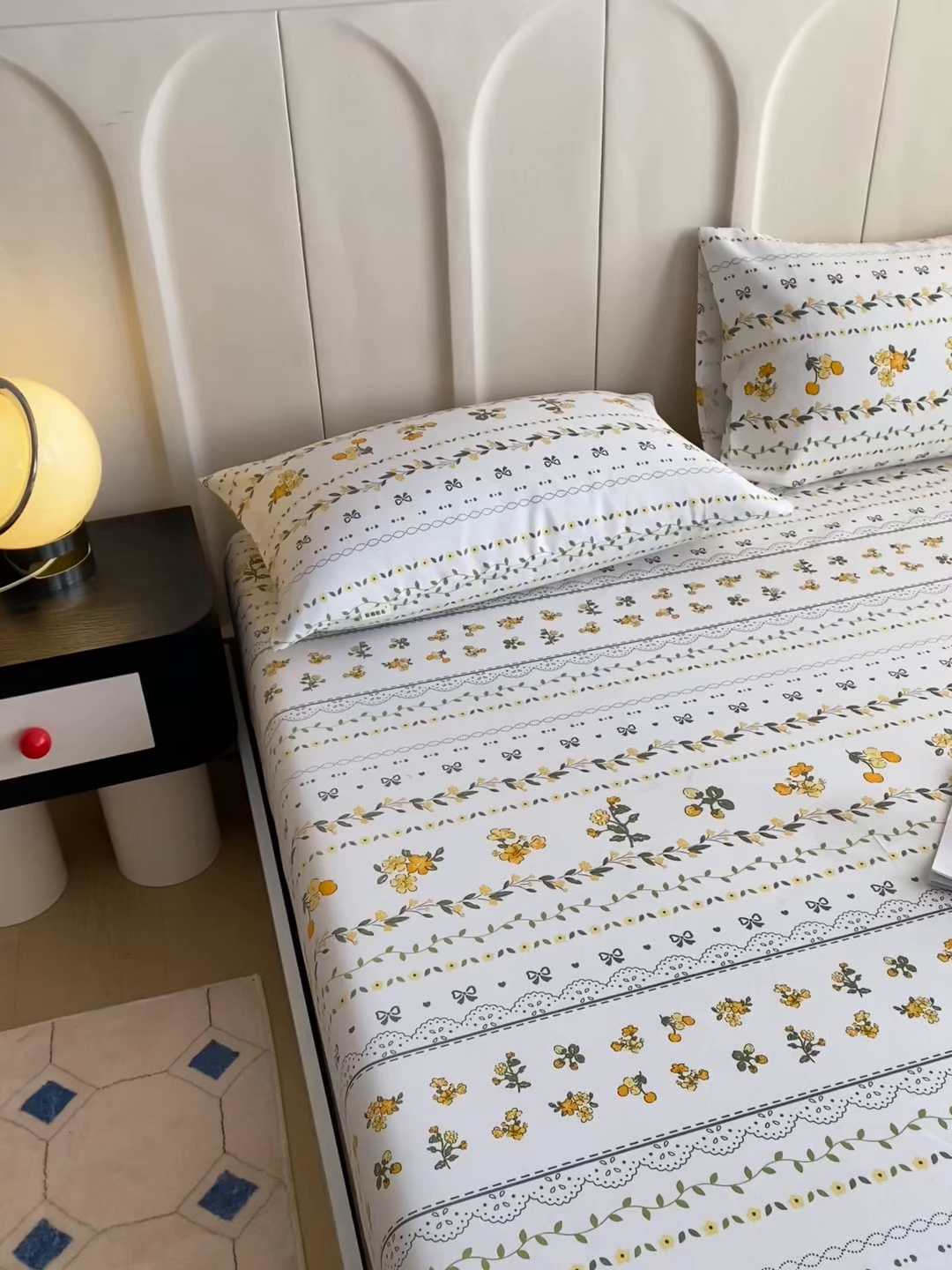 91家纺网 家纺一手货源 找家纺 首爱家纺 2025新款升级细纱原棉老粗布印花单床笠床笠单件单品床笠 花蝶