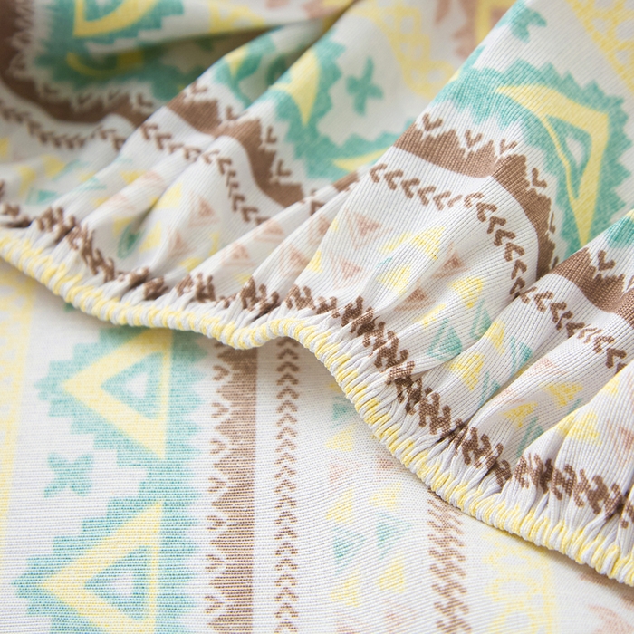 91家纺网 家纺一手货源 找家纺 首爱家纺 2025新款升级细纱原棉老粗布印花单床笠床笠单件单品床笠 条雅恋