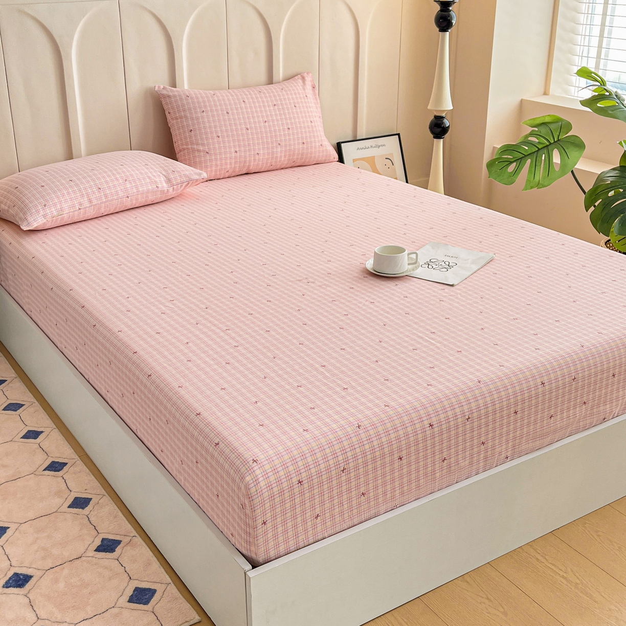 91家纺网 家纺一手货源 找家纺 棉乐町家居 2025新款升级细纱原棉老粗布印花单床笠床笠单件单品床笠 彩蝶