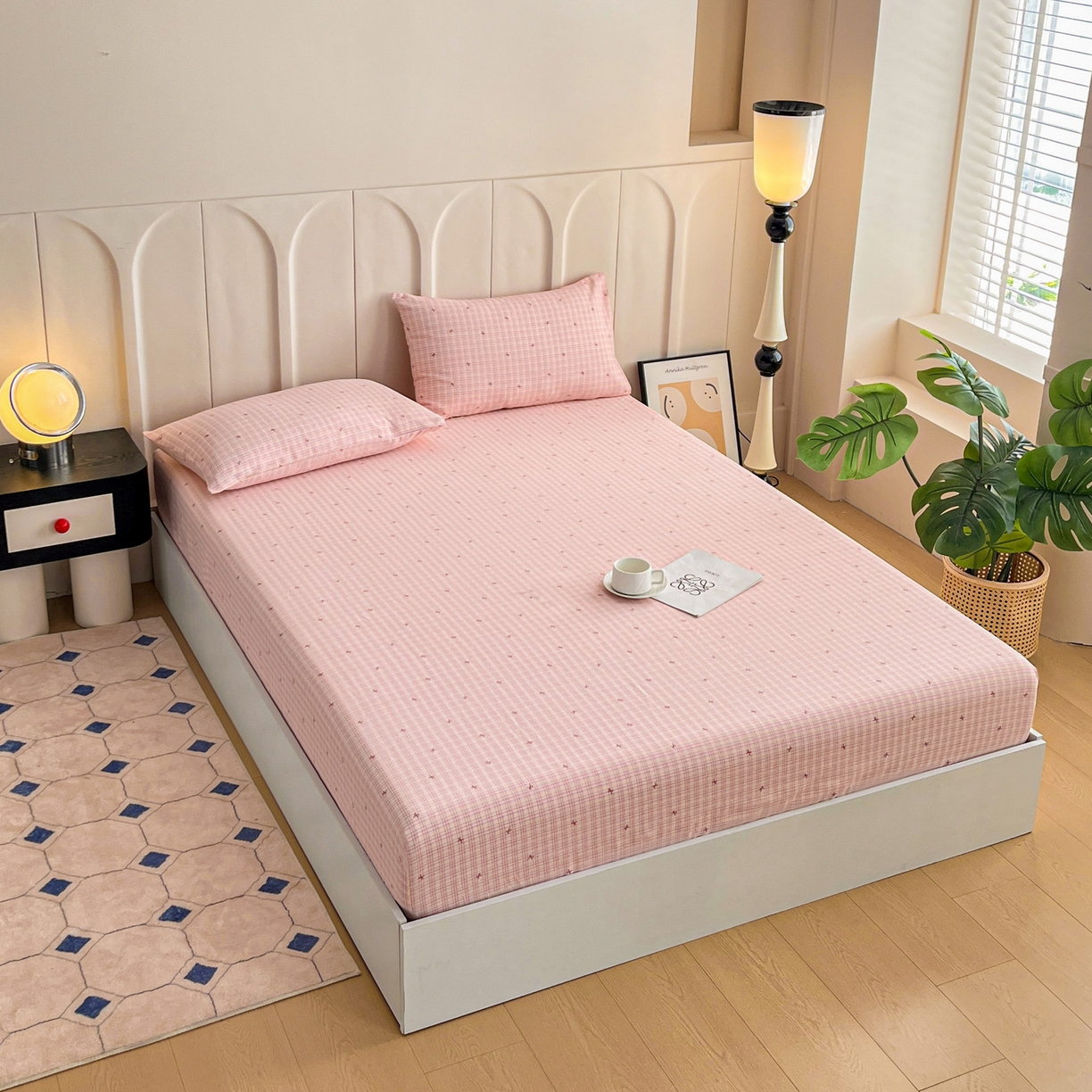 91家纺网 家纺一手货源 找家纺 棉乐町家居 2025新款升级细纱原棉老粗布印花单床笠床笠单件单品床笠 彩蝶