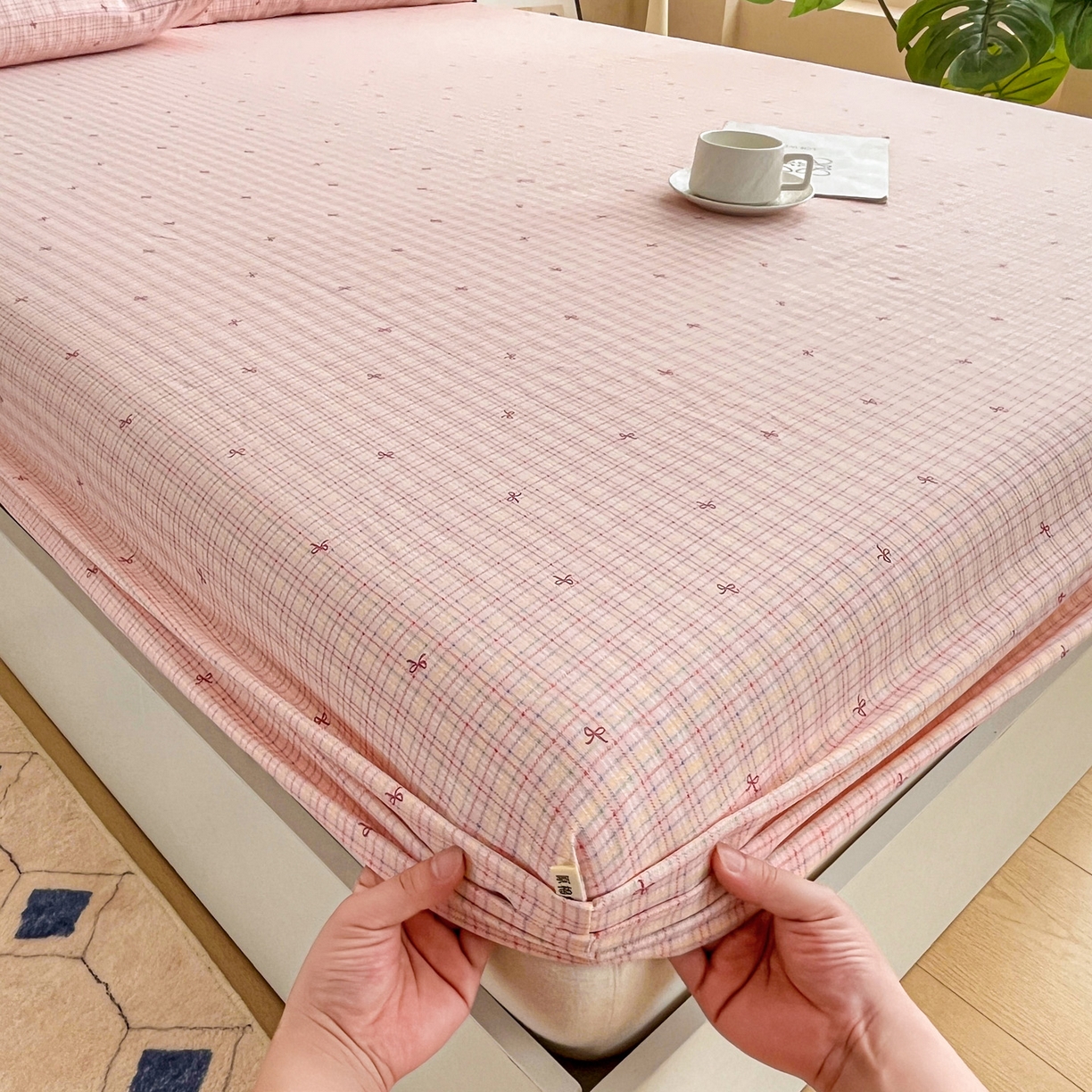 91家纺网 家纺一手货源 找家纺 棉乐町家居 2025新款升级细纱原棉老粗布印花单床笠床笠单件单品床笠 彩蝶