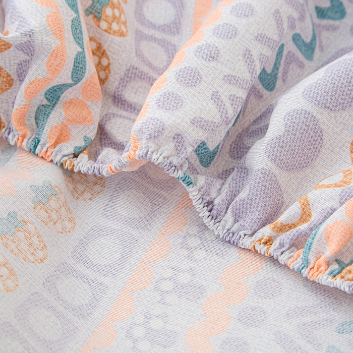 91家纺网 家纺一手货源 找家纺 棉乐町家居 2025新款升级细纱原棉老粗布印花单床笠床笠单件单品床笠 草莓情