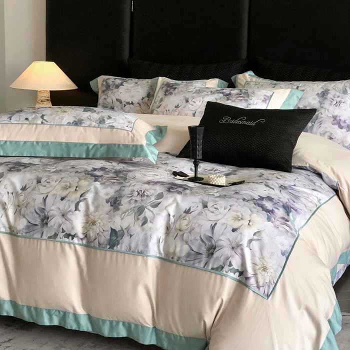 91家纺网 家纺一手货源 找家纺 （总）佳汐蓝家纺 2025秋冬新款臻棉磨毛数码印花大拼角四件套