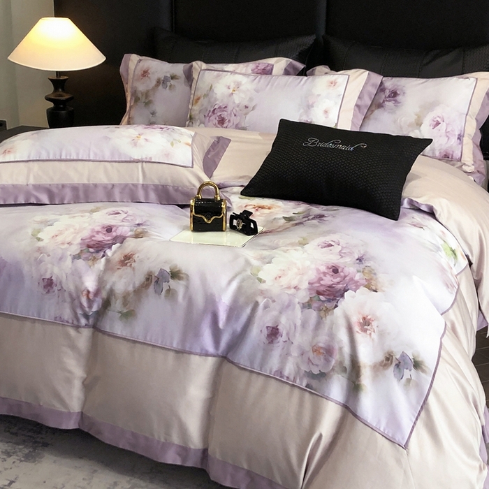 佳汐蓝家纺 2025秋冬新款臻棉磨毛数码印花大拼角四件套 萧然-粉