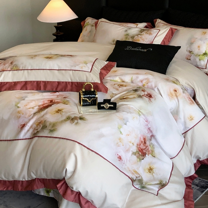 91家纺网 家纺一手货源 找家纺 佳汐蓝家纺 2025秋冬新款臻棉磨毛数码印花大拼角四件套 萧然-黄