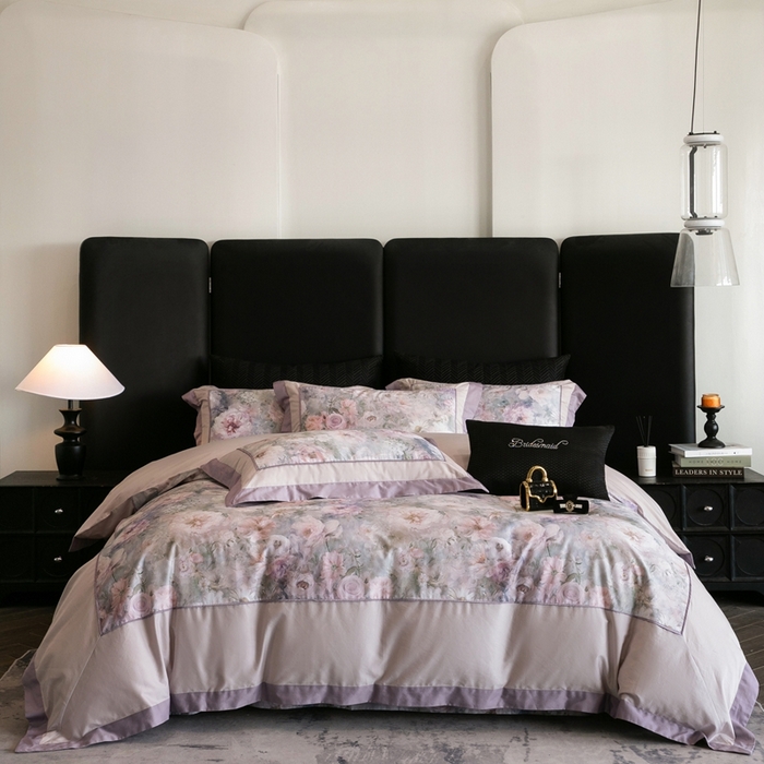 91家纺网 家纺一手货源 找家纺 佳汐蓝家纺 2025秋冬新款臻棉磨毛数码印花大拼角四件套 嫣岚-咖