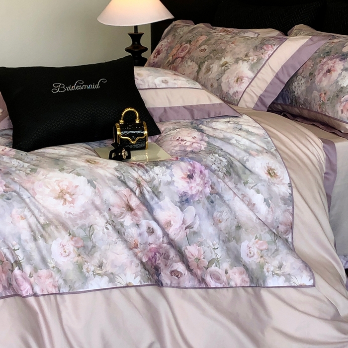 91家纺网 家纺一手货源 找家纺 佳汐蓝家纺 2025秋冬新款臻棉磨毛数码印花大拼角四件套 嫣岚-咖