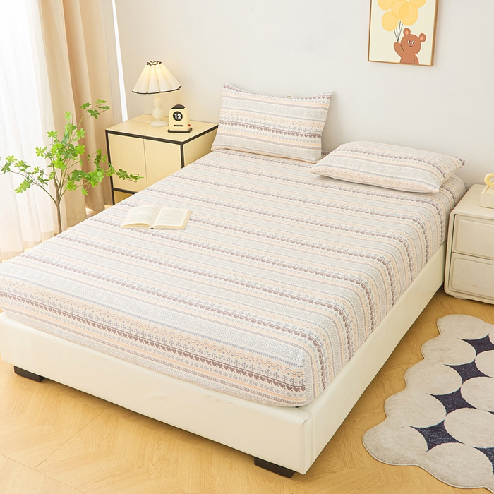 91家纺网 家纺一手货源 找家纺 金泰莱 2025新款升级细纱原棉老粗布印花单床笠床笠单件单品床笠 波西米亚