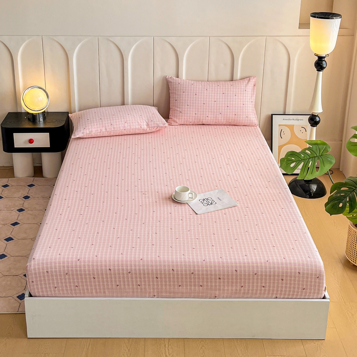 91家纺网 家纺一手货源 找家纺 金泰莱 2025新款升级细纱原棉老粗布印花单床笠床笠单件单品床笠 彩蝶