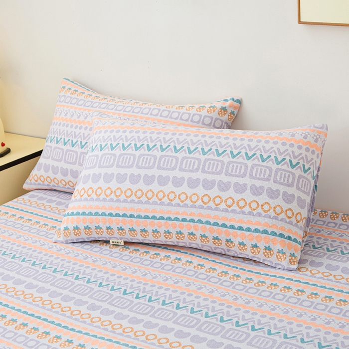 91家纺网 家纺一手货源 找家纺 金泰莱 2025新款升级细纱原棉老粗布印花单床笠床笠单件单品床笠 草莓情