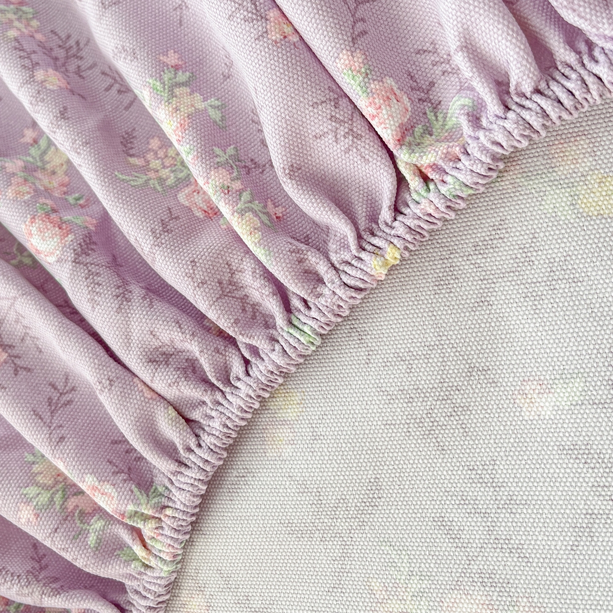 91家纺网 家纺一手货源 找家纺 金泰莱 2025新款升级细纱原棉老粗布印花单床笠床笠单件单品床笠 紫罗兰