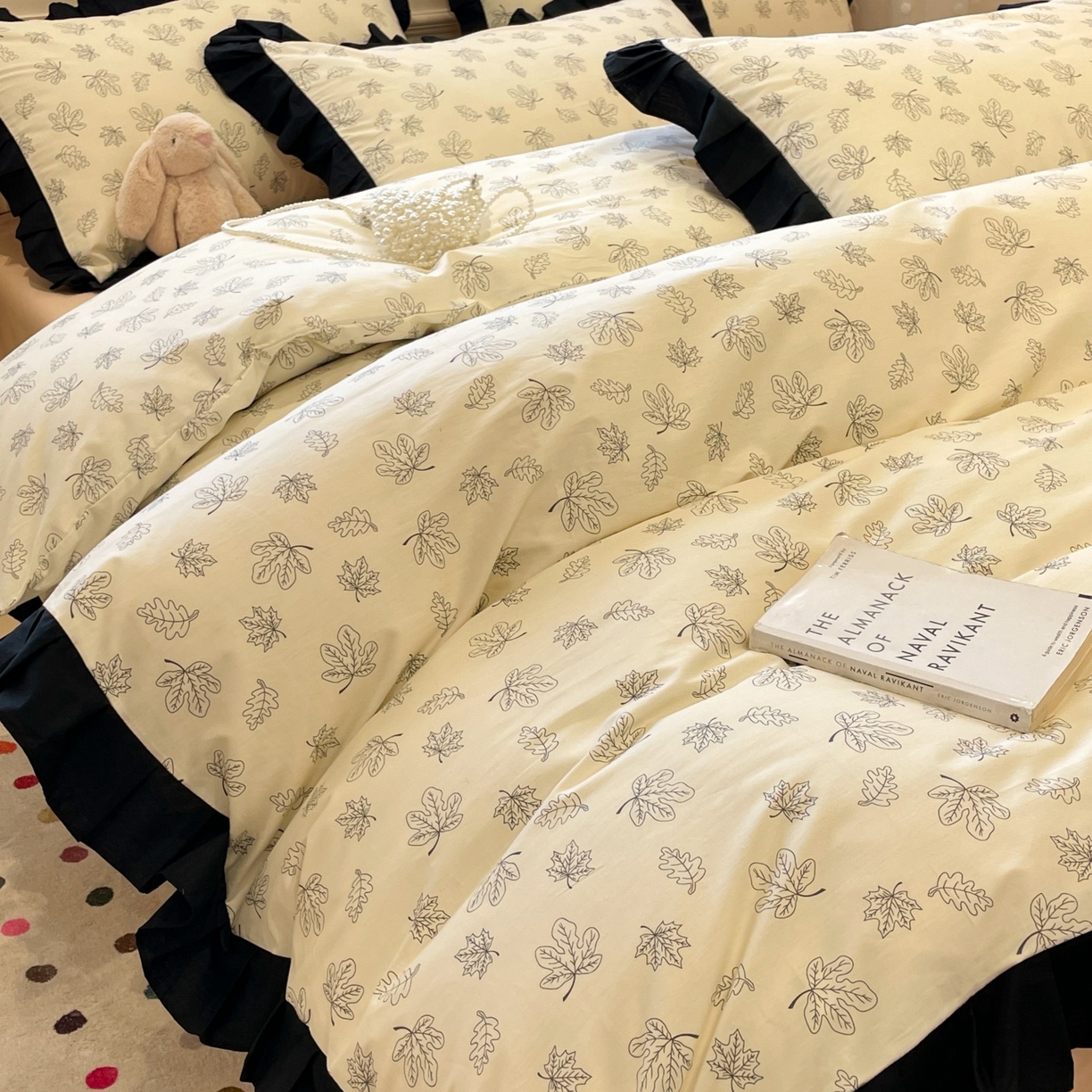 91家纺网 家纺一手货源 找家纺 羚羊语家纺 2025秋冬新款复古小清新花边款40支全棉纯棉轻法式13372小清新喷气印花 繁花一梦