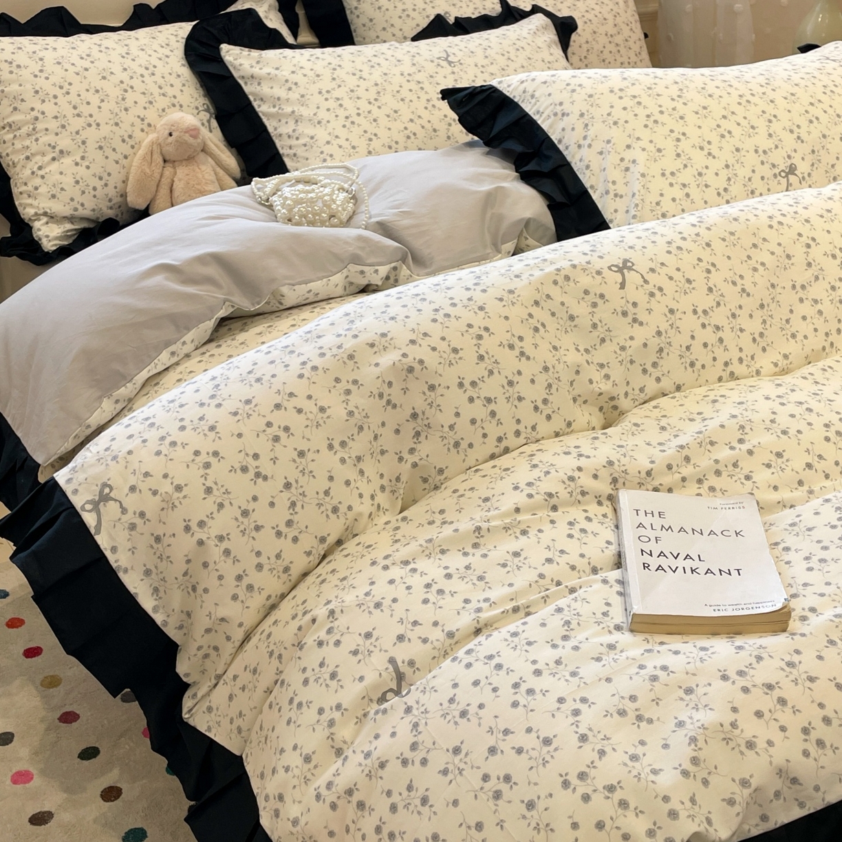 91家纺网 家纺一手货源 找家纺 羚羊语家纺 2025秋冬新款复古小清新花边款40支全棉纯棉轻法式13372小清新喷气印花 秋日来信