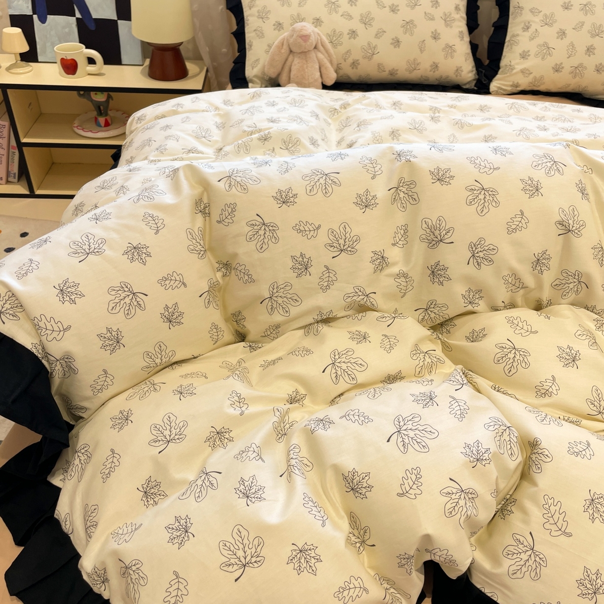 91家纺网 家纺一手货源 找家纺 羚羊语家纺 2025秋冬新款复古小清新花边款40支全棉纯棉轻法式13372小清新喷气印花 繁花一梦