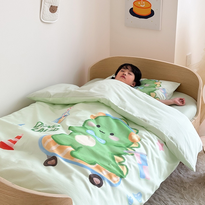 嗨生活 2025新款A类全棉纯棉40s数码印花原创大版卡通幼儿园套件 幼儿园三件套 恐龙宝宝