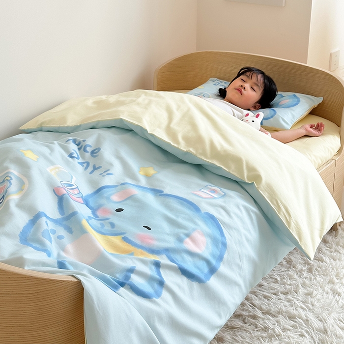 嗨生活 2025新款A类全棉纯棉40s数码印花原创大版卡通幼儿园套件 幼儿园三件套 快乐小象