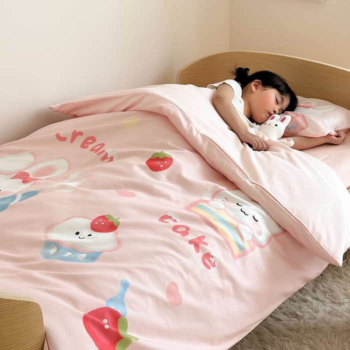 嗨生活 2025新款A类全棉纯棉40s数码印花原创大版卡通幼儿园套件 幼儿园三件套 萌小兔