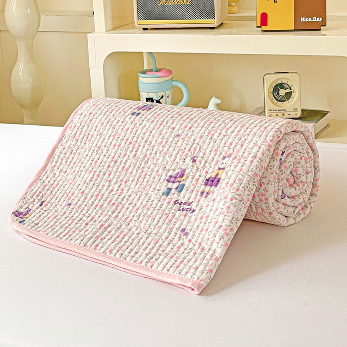 91家纺网 家纺一手货源 找家纺 恒尚居 2025新款学生床垫双层纱床褥垫软床垫床护垫-四季款【系列一】 欢乐兔