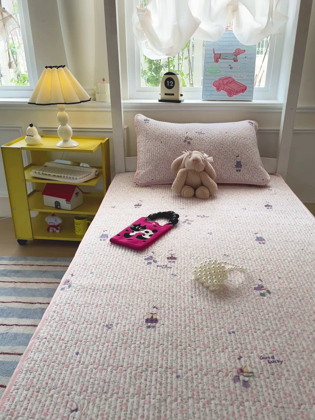 91家纺网 家纺一手货源 找家纺 恒尚居 2025新款学生床垫双层纱床褥垫软床垫床护垫-四季款【系列一】 欢乐兔