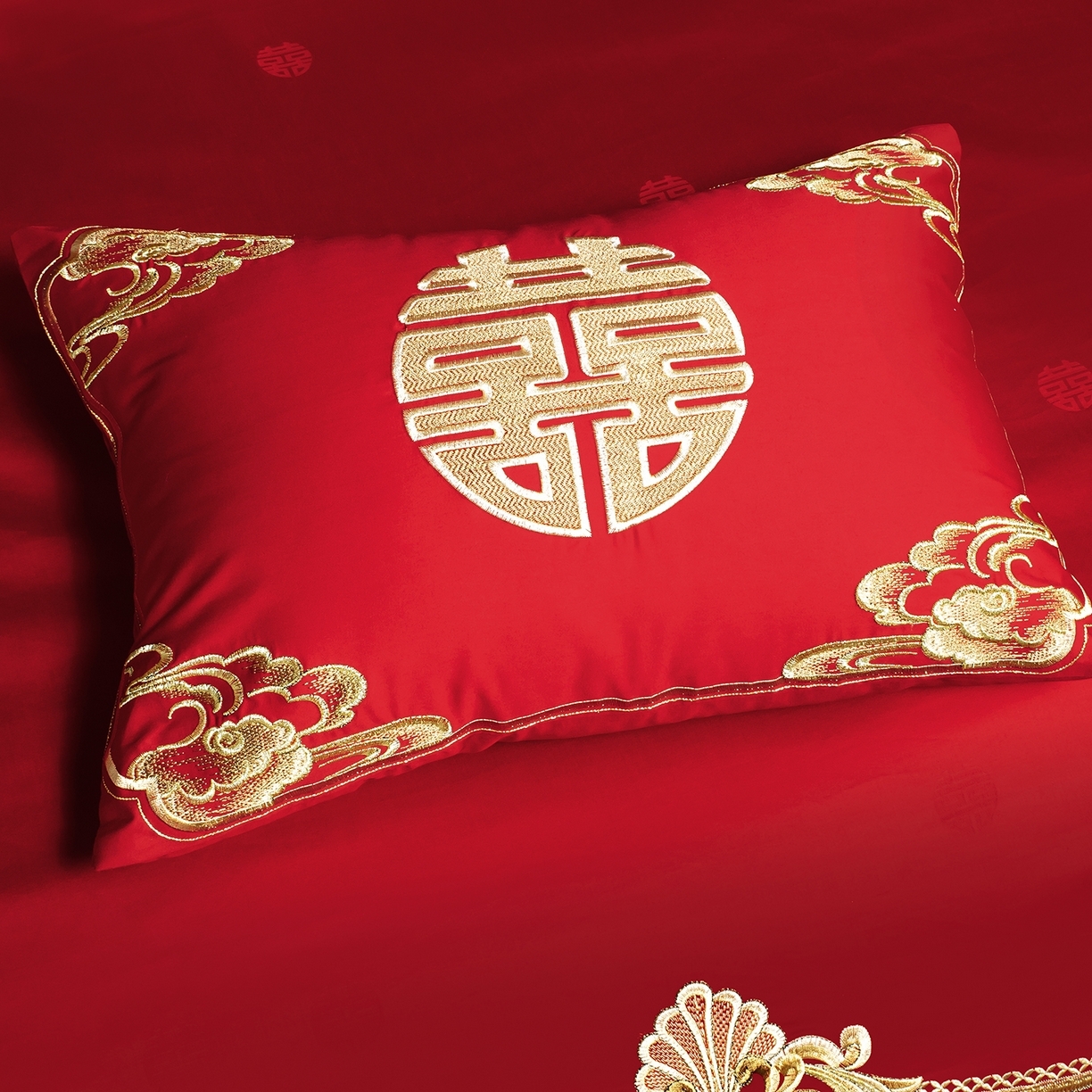 91家纺网 家纺一手货源 找家纺 （总）柏拉图 2025新款100s贡缎长绒棉提花婚庆系列四件套多件套