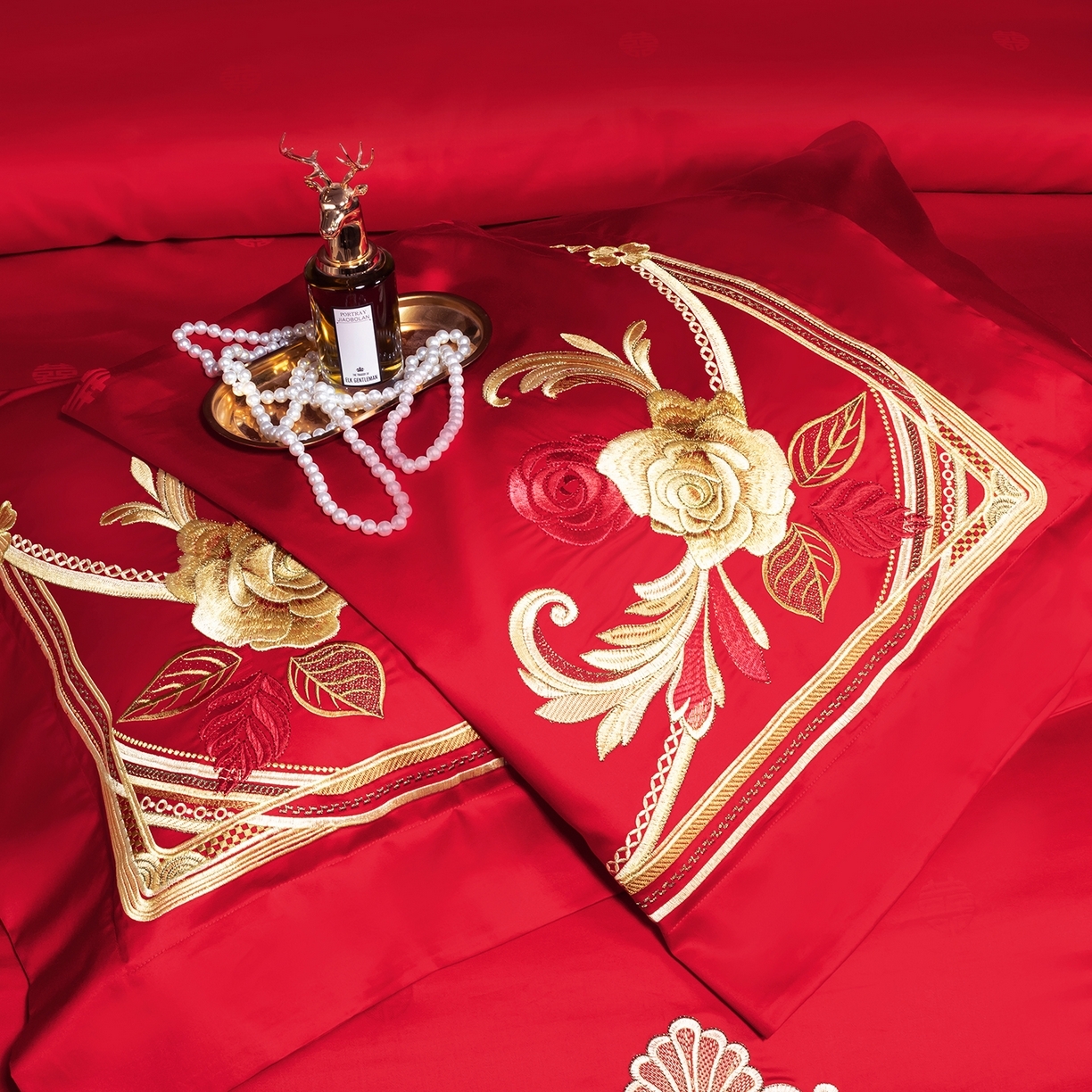 91家纺网 家纺一手货源 找家纺 （总）柏拉图 2025新款100s贡缎长绒棉提花婚庆系列四件套多件套